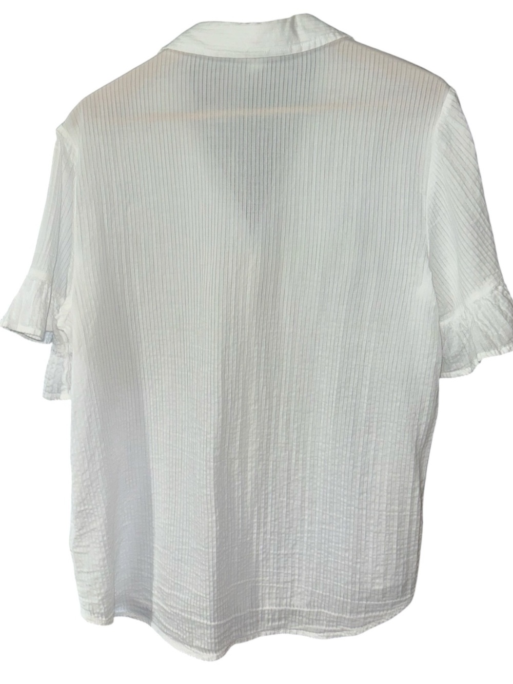 Beachlunchlounge White Button Down Semi Sheer Gauzy Cotton Ruffle Sleeve Hem - Picture 4 of 8